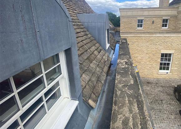Roof top window and gutter cleaning at manor in the cotswolds